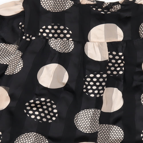 Signature Womens Black Polka Dot Polyester Basic Blouse Size M Round Neck