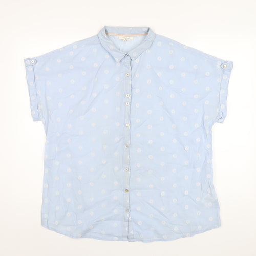 White Stuff Womens Blue Polka Dot Cotton Basic Button-Up Size 20 Collared