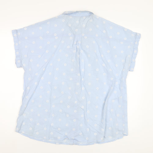 White Stuff Womens Blue Polka Dot Cotton Basic Button-Up Size 20 Collared