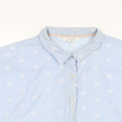 White Stuff Womens Blue Polka Dot Cotton Basic Button-Up Size 20 Collared