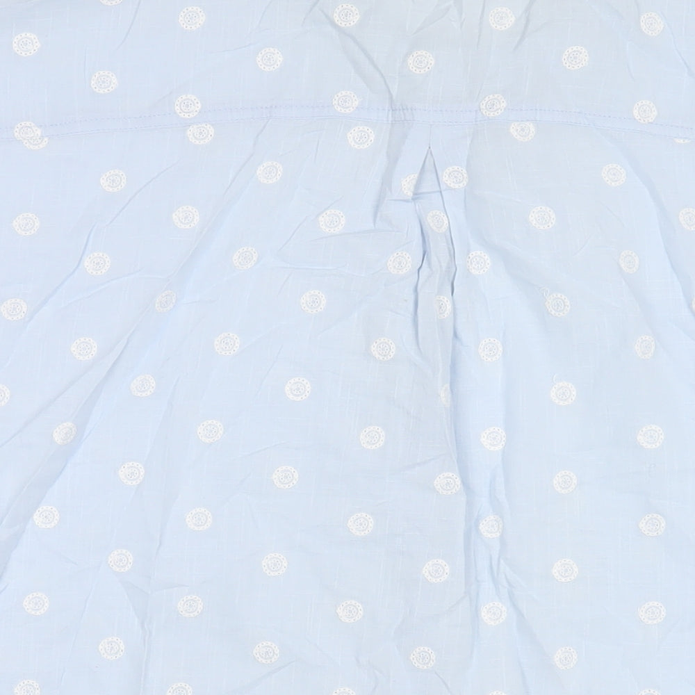 White Stuff Womens Blue Polka Dot Cotton Basic Button-Up Size 20 Collared