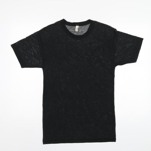 American Apparel Womens Black Polyester Basic T-Shirt Size XS Round Neck
