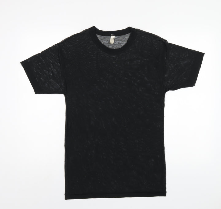 American Apparel Womens Black Polyester Basic T-Shirt Size XS Round Neck
