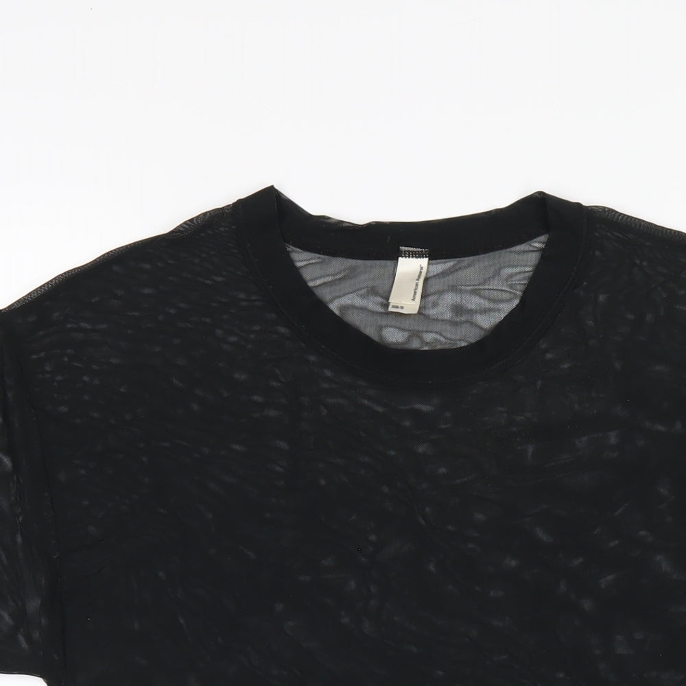 American Apparel Womens Black Polyester Basic T-Shirt Size XS Round Neck