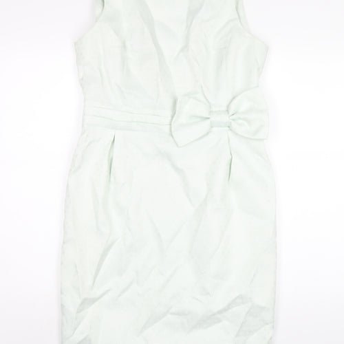 Dickins & Jones Womens Green Polyester Pencil Dress Size 12 Round Neck Zip