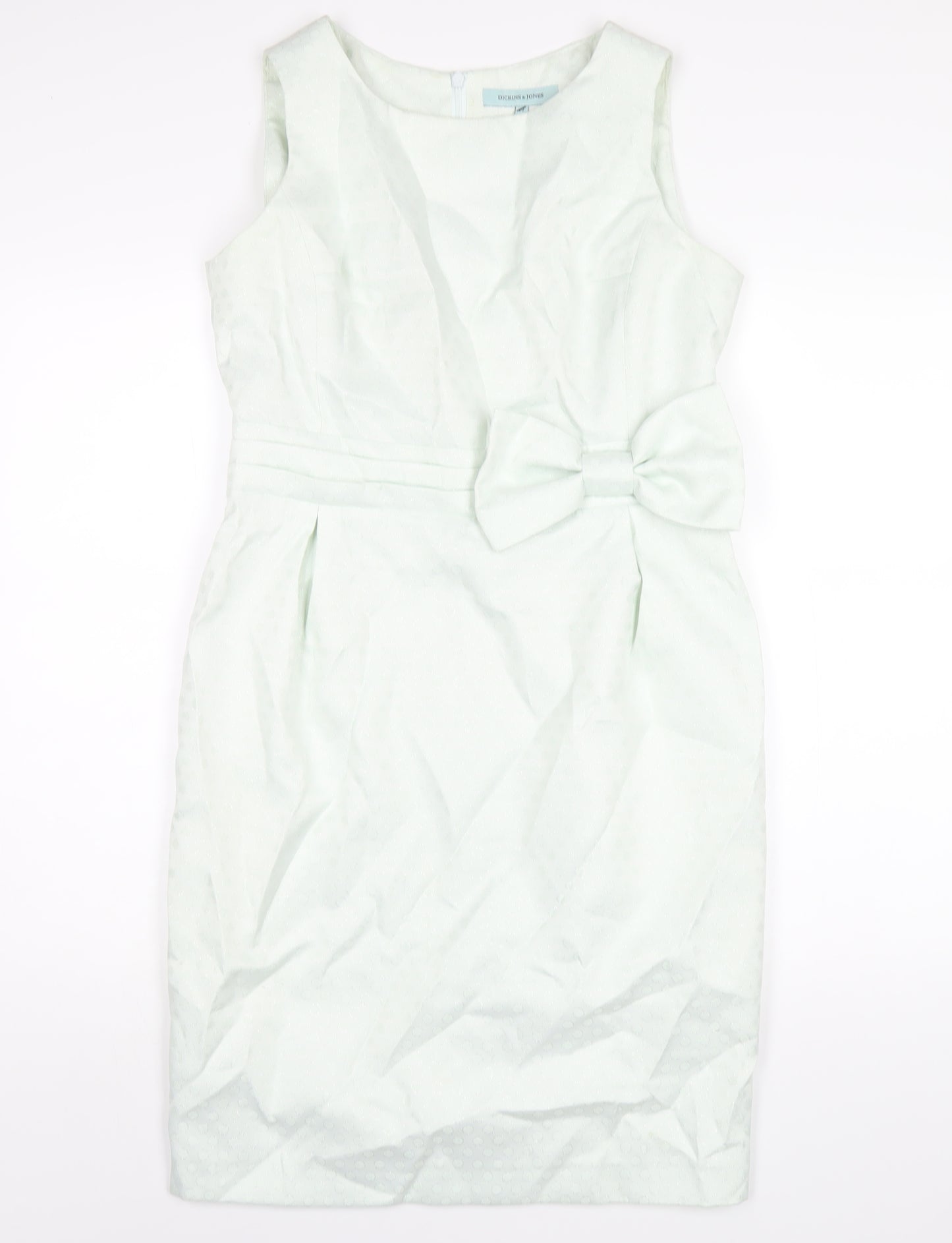 Dickins & Jones Womens Green Polyester Pencil Dress Size 12 Round Neck Zip