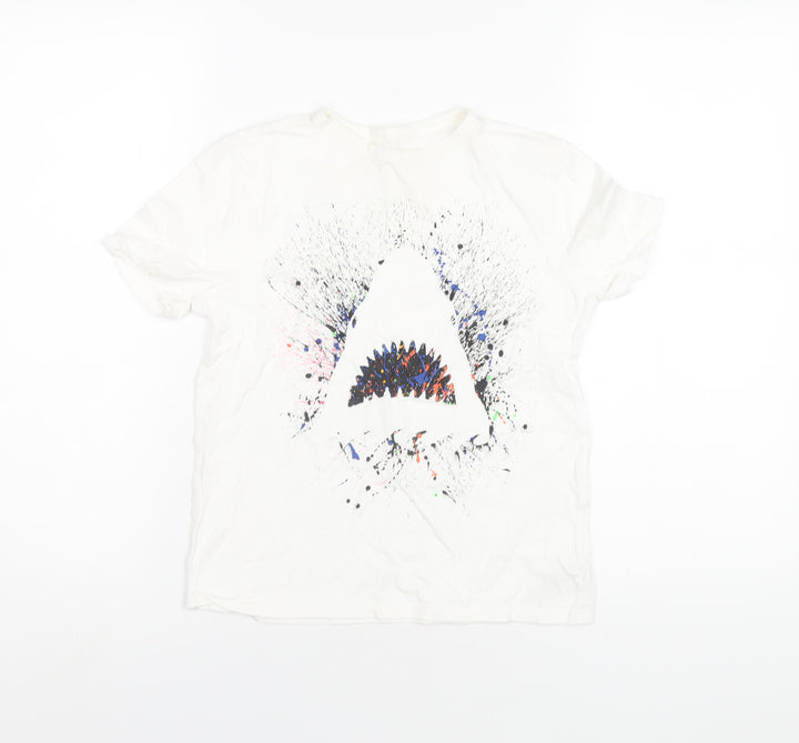 Gap Boys White Cotton Basic T-Shirt Size M Round Neck Pullover