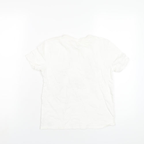 Gap Boys White Cotton Basic T-Shirt Size M Round Neck Pullover