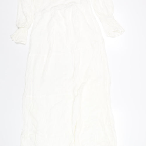 In the Style Womens White Viscose A-Line Size 12 Off the Shoulder Zip