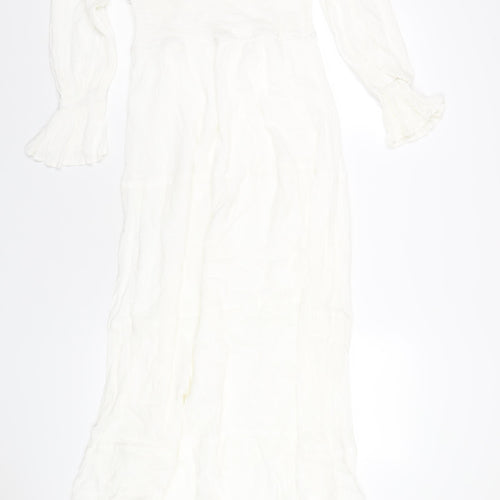 In the Style Womens White Viscose A-Line Size 12 Off the Shoulder Zip