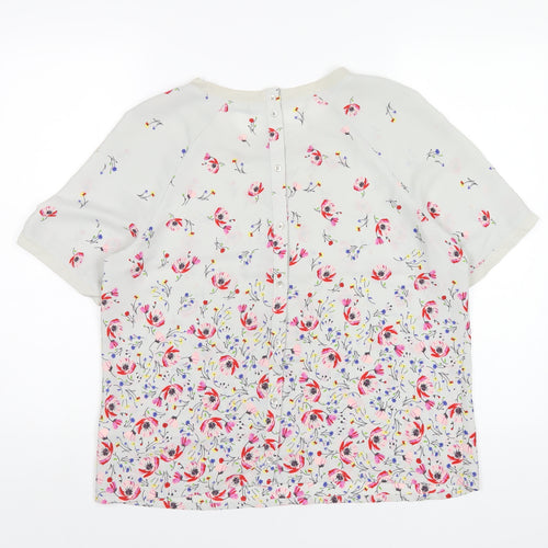 Per Una Womens Grey Floral Polyester Basic T-Shirt Size 14 Round Neck