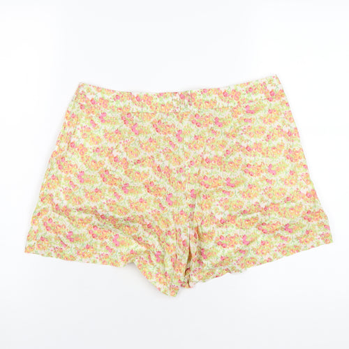 Topshop Womens Multicoloured Floral Cotton Basic Shorts Size 12 Regular Zip