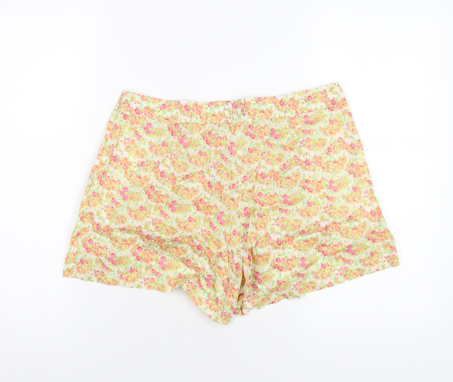 Topshop Womens Multicoloured Floral Cotton Basic Shorts Size 12 Regular Zip