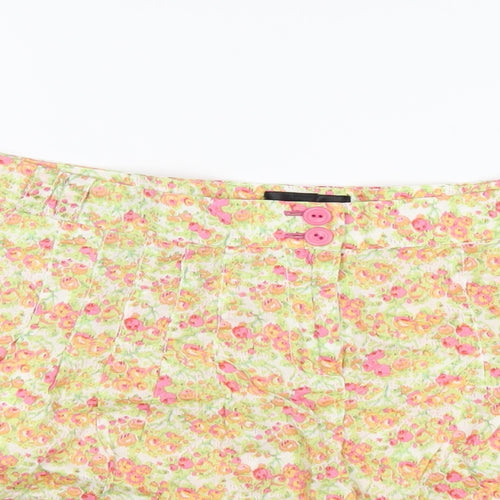 Topshop Womens Multicoloured Floral Cotton Basic Shorts Size 12 Regular Zip