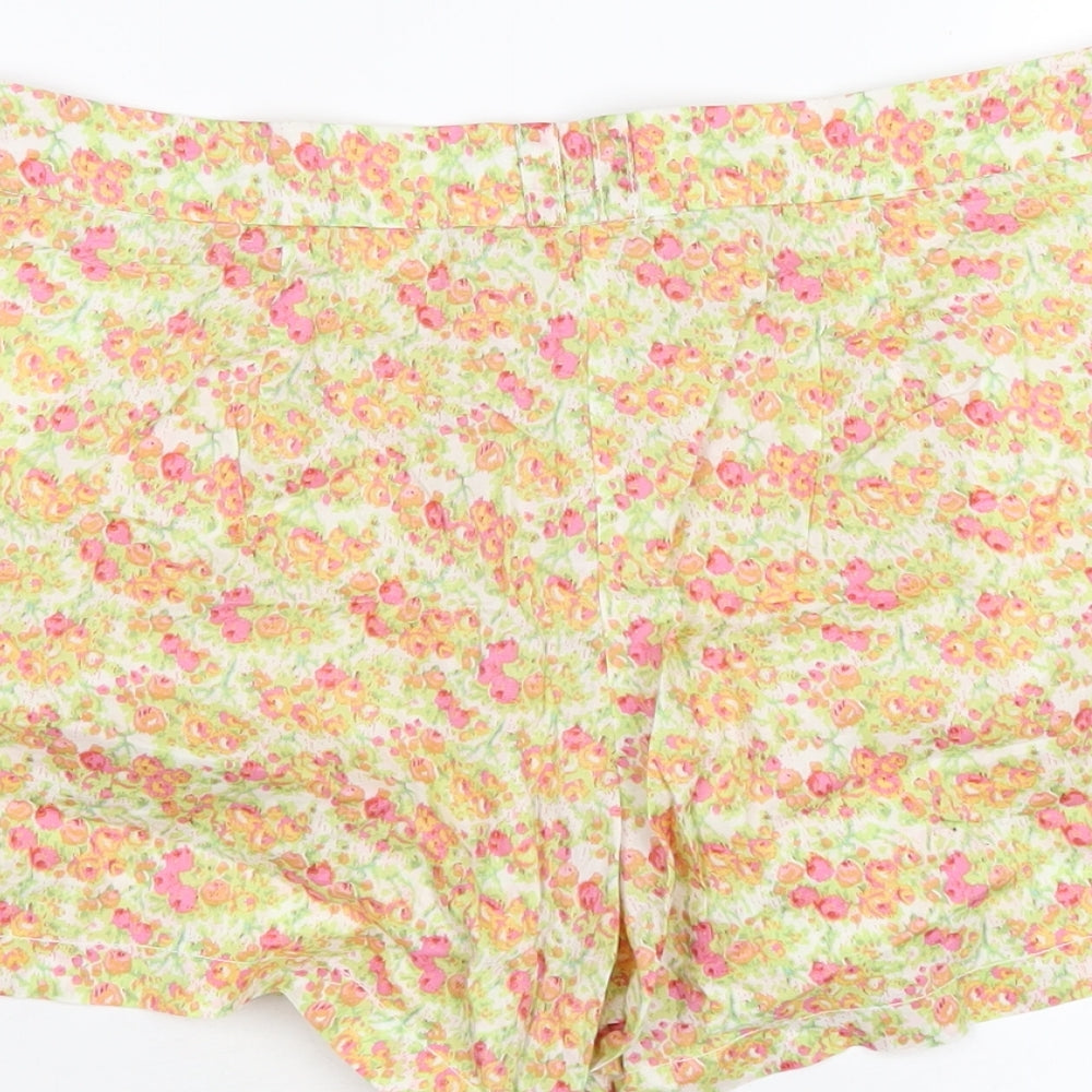 Topshop Womens Multicoloured Floral Cotton Basic Shorts Size 12 Regular Zip