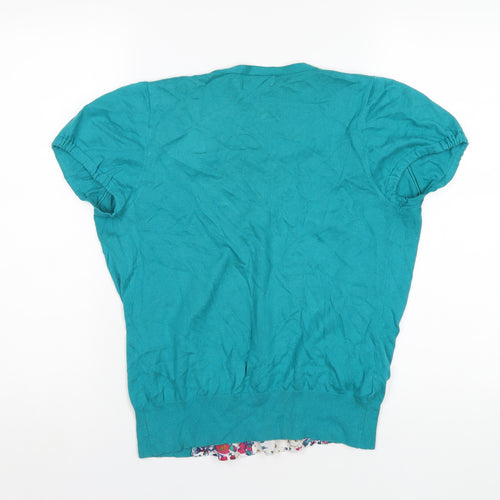 NEXT Womens Multicoloured Floral Cotton Basic T-Shirt Size 12 Scoop Neck