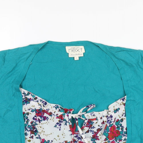 NEXT Womens Multicoloured Floral Cotton Basic T-Shirt Size 12 Scoop Neck