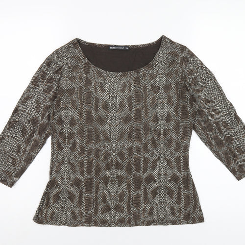 Reflections Womens Brown Animal Print Viscose Basic T-Shirt Size M Round Neck - Snake Print