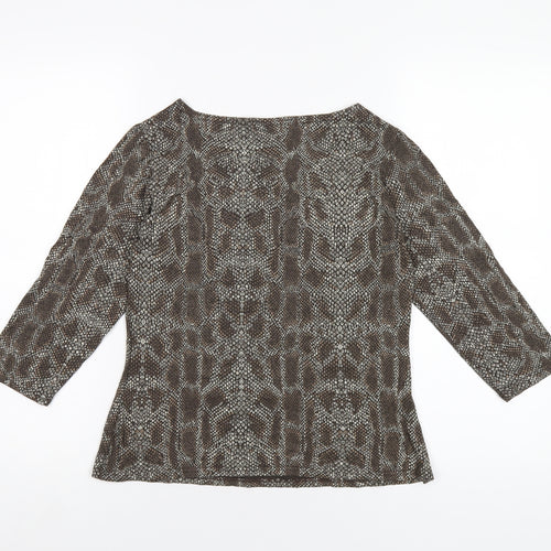 Reflections Womens Brown Animal Print Viscose Basic T-Shirt Size M Round Neck - Snake Print