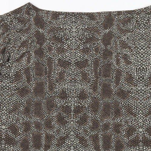 Reflections Womens Brown Animal Print Viscose Basic T-Shirt Size M Round Neck - Snake Print