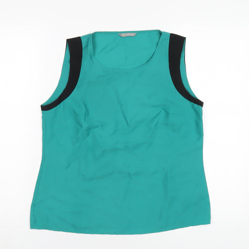 Marks and Spencer Womens Green Polyester Basic Tank Size 12 Round Neck