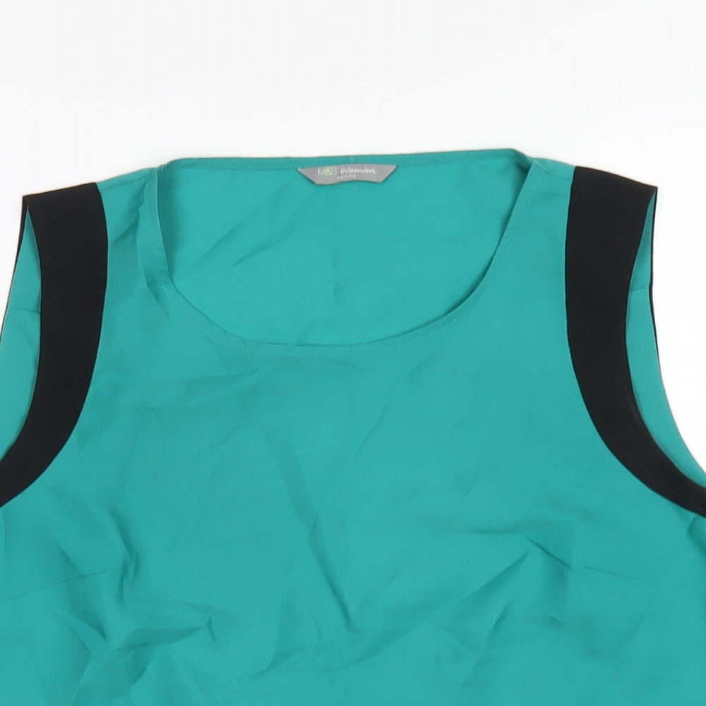 Marks and Spencer Womens Green Polyester Basic Tank Size 12 Round Neck