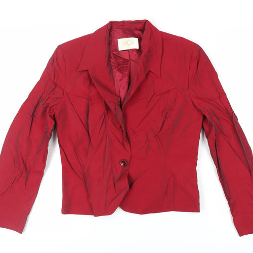 Country Casuals Womens Red Jacket Blazer Size 14 Button - Vintage