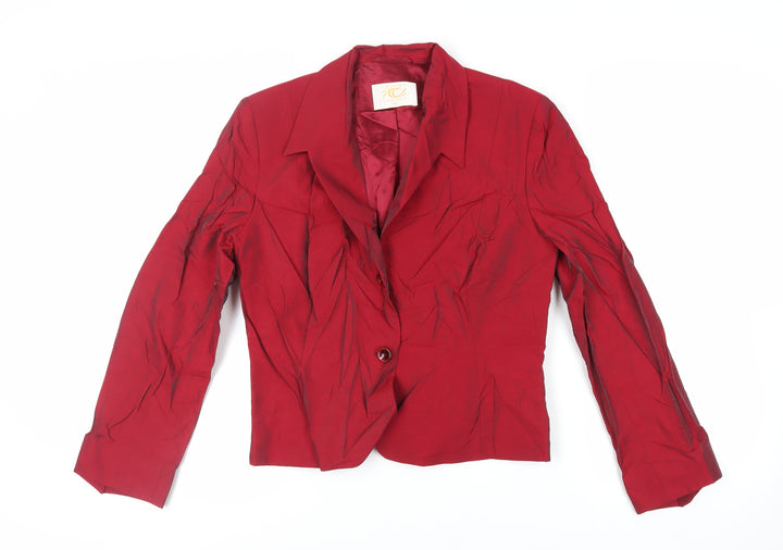 Country Casuals Womens Red Jacket Blazer Size 14 Button - Vintage