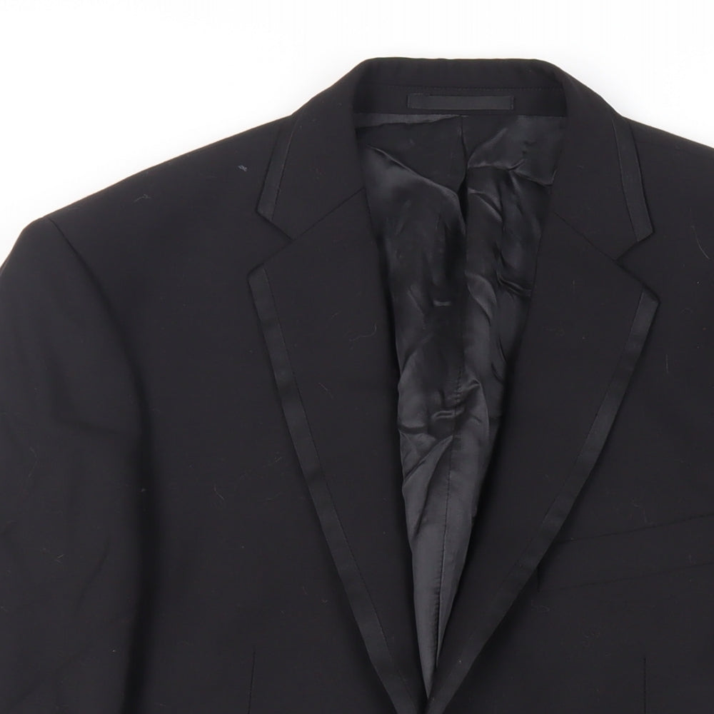 Austin Reed Mens Black Wool Tuxedo Suit Jacket Size 40 Regular