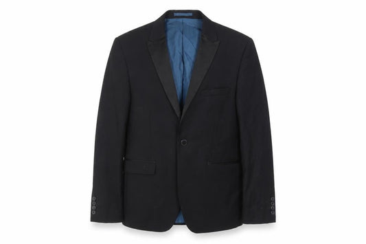 Front view of Burton men’s black polyester jacket suit jacket, size 38, regular