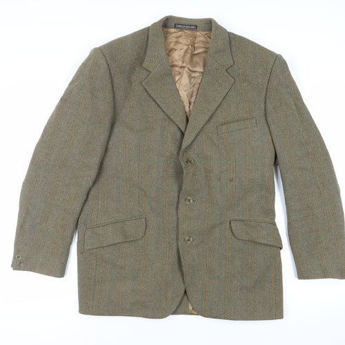 John G Hardy Mens Green Herringbone Jacket Blazer Size L Button - Vintage