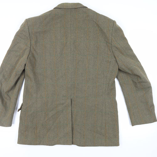 John G Hardy Mens Green Herringbone Jacket Blazer Size L Button - Vintage