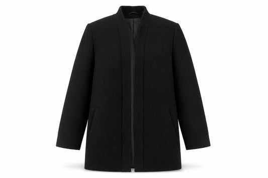 Front view of St Michael women’s black jacket, size UK 12, - vintage open