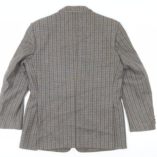 Four Seasons Mens Grey Plaid Jacket Blazer Size 42 Button - Vintage