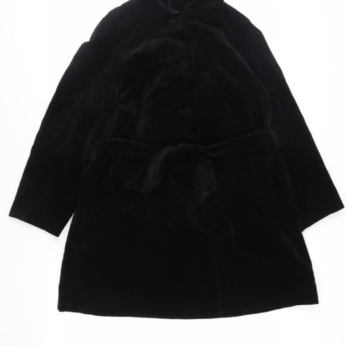 BJHS Womens Black Overcoat Coat Size 10 Button - Belted