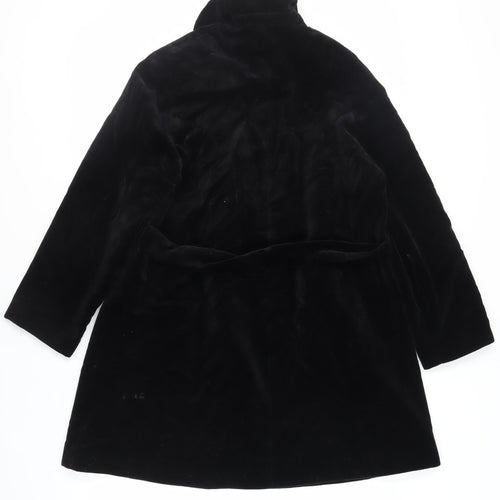 BJHS Womens Black Overcoat Coat Size 10 Button - Belted