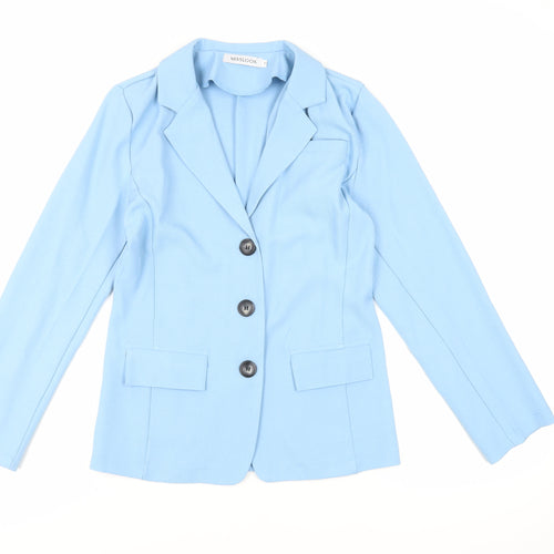 MissLook Womens Blue Jacket Blazer Size M Button - Unlined