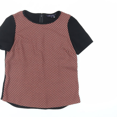 Marks and Spencer Womens Red Geometric Polyester Basic Blouse Size 10 Round Neck