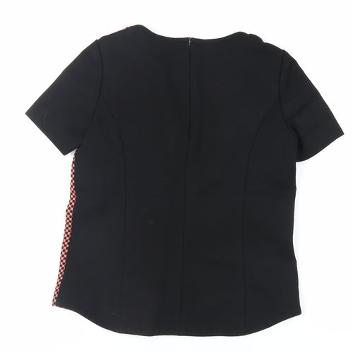 Marks and Spencer Womens Red Geometric Polyester Basic Blouse Size 10 Round Neck