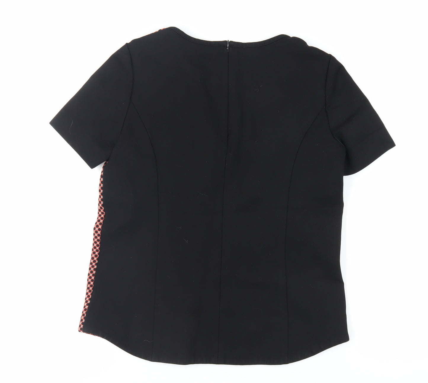 Marks and Spencer Womens Red Geometric Polyester Basic Blouse Size 10 Round Neck