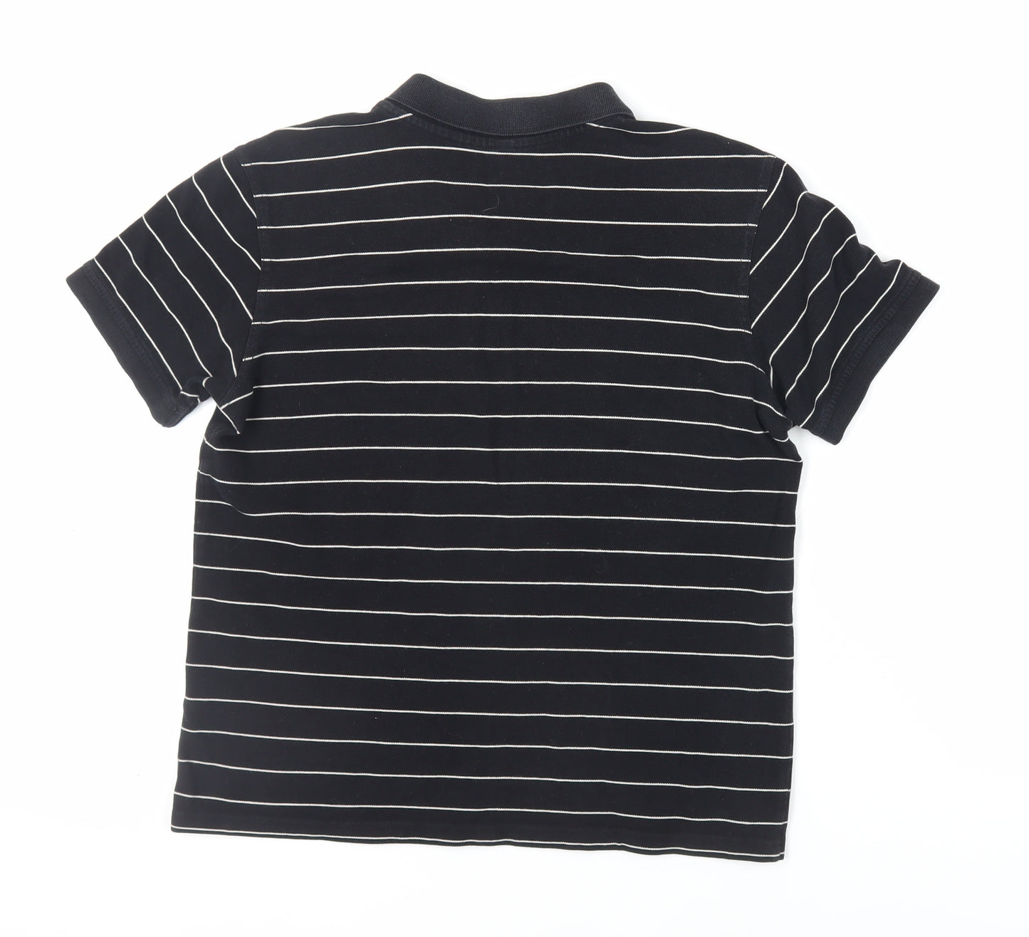 Divided by H&M Womens Black Striped Cotton Basic Polo Size L Collared