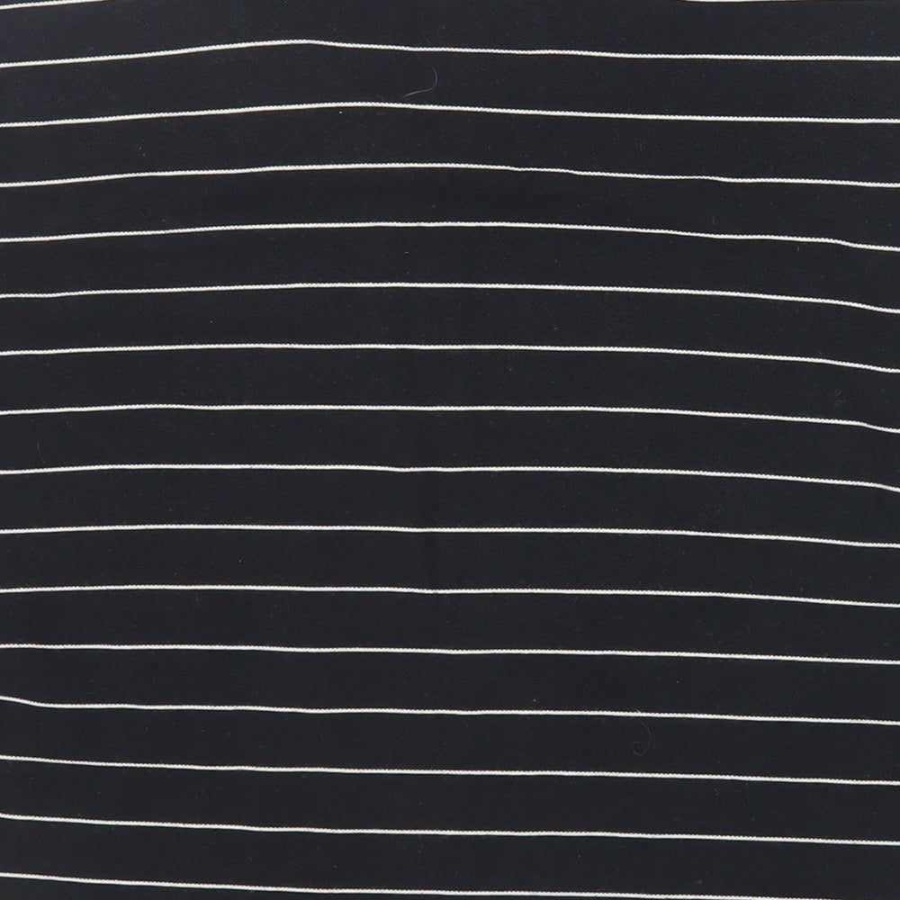 Divided by H&M Womens Black Striped Cotton Basic Polo Size L Collared