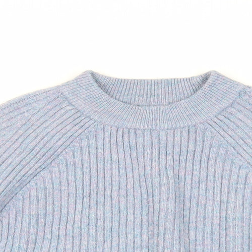 Marks and Spencer Womens Blue Crew Neck Acrylic Pullover Jumper Size L