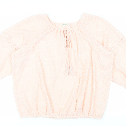 Marks and Spencer Womens Pink Polyester Basic Blouse Size 16 Round Neck - Embroidered