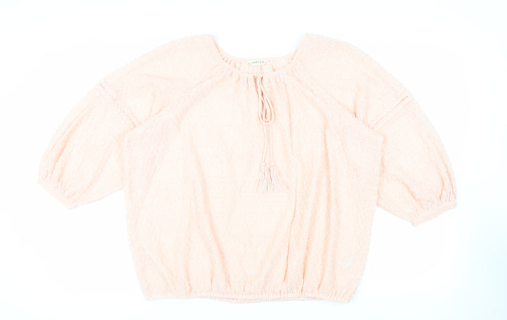 Marks and Spencer Womens Pink Polyester Basic Blouse Size 16 Round Neck - Embroidered