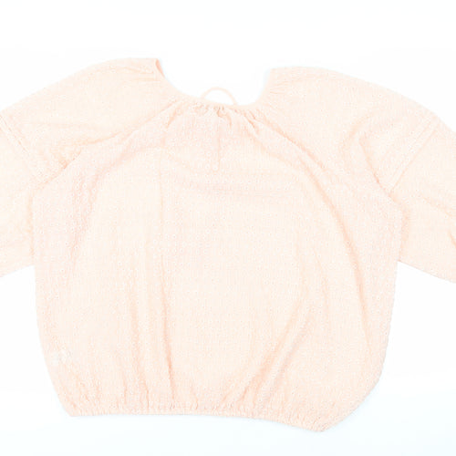 Marks and Spencer Womens Pink Polyester Basic Blouse Size 16 Round Neck - Embroidered