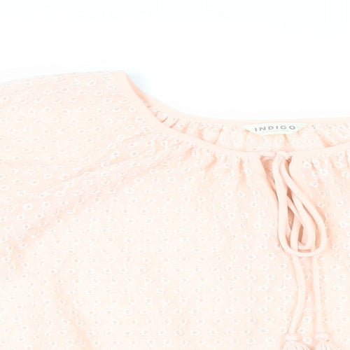 Marks and Spencer Womens Pink Polyester Basic Blouse Size 16 Round Neck - Embroidered