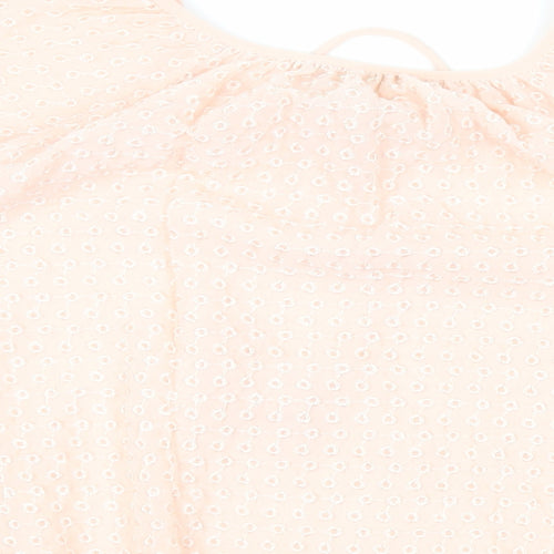 Marks and Spencer Womens Pink Polyester Basic Blouse Size 16 Round Neck - Embroidered