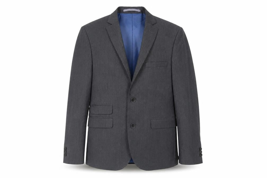 Front view of Marks & Spencer men’s grey polyester jacket suit jacket, size 36, regular