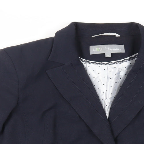 Marks and Spencer Womens Blue Jacket Blazer Size 12 Button